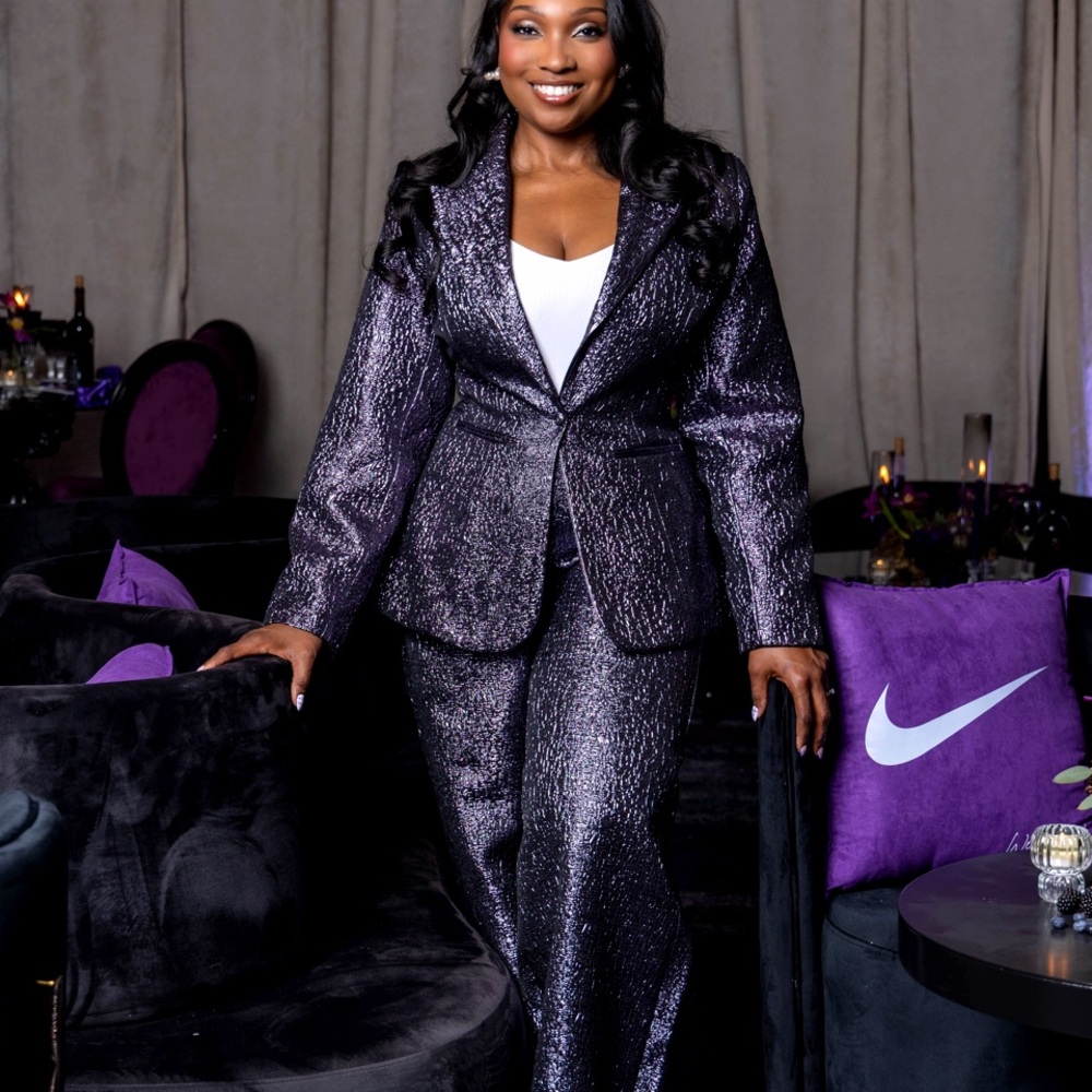 AKIRA Shimmering Purple Pantsuit - Picture 2 of 3